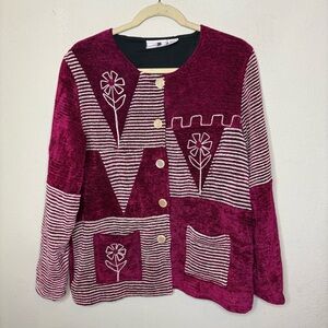 Vintage Nouveau Monde Chenille Lined Novelty Jacket Size Medium